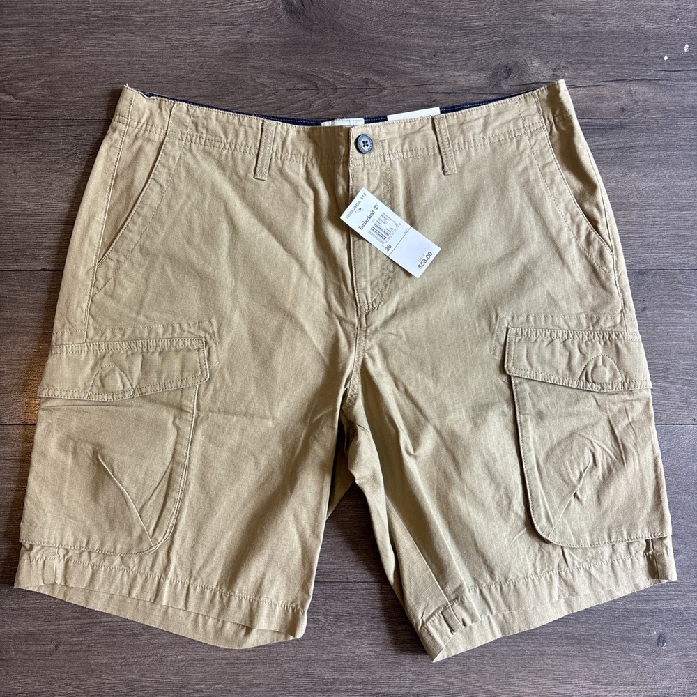 Timberland Relaxed Fit Mens Shorts 36 W 10 L Chino Khaki Cotton Casual Preppy